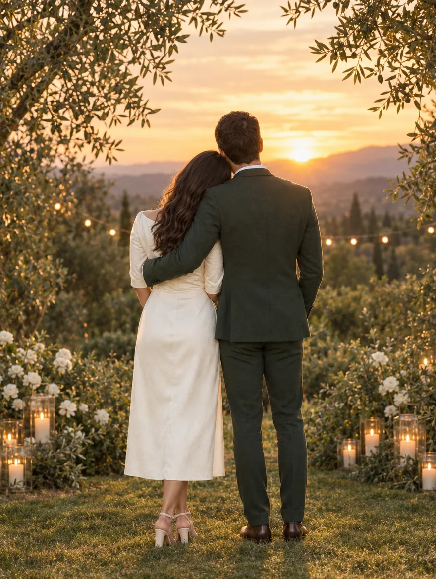 Lucía y Diego, de espaldas, miran el atardecer