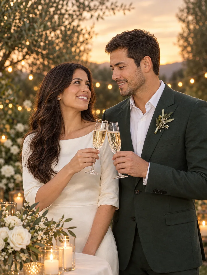 Lucía y Diego brindan con copas de champán