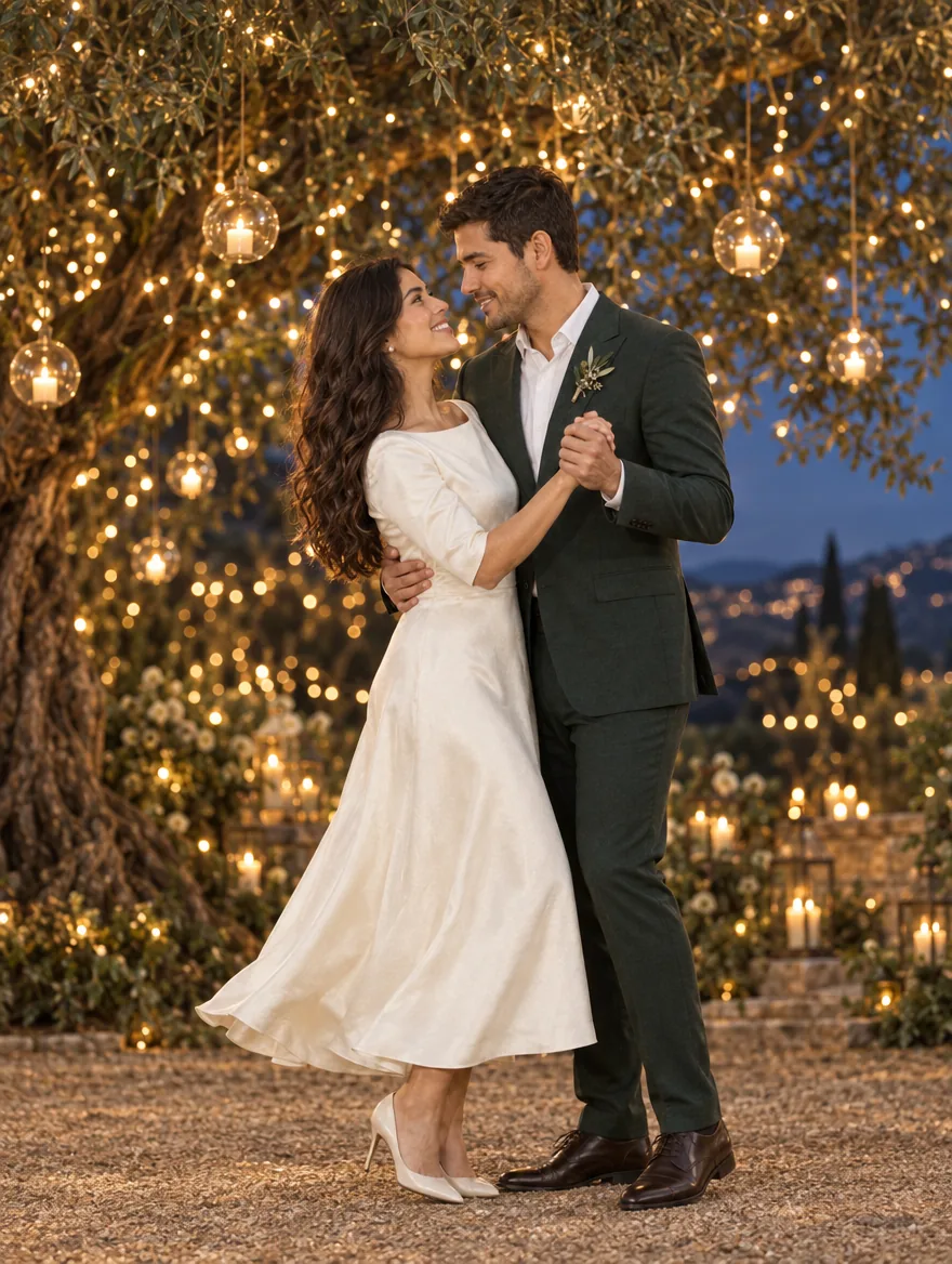 Lucía y Diego bailan bajo el gran árbol de luces