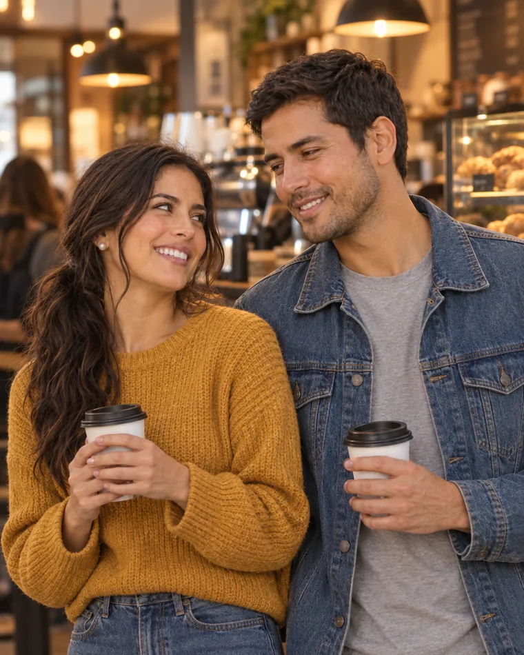 Lucía y Diego el día que se conocieron, en la fila de una cafetería