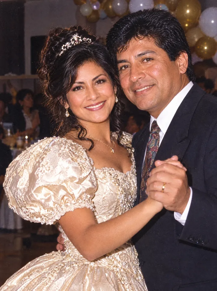 Carmen a los quince años bailando el vals con su papá
