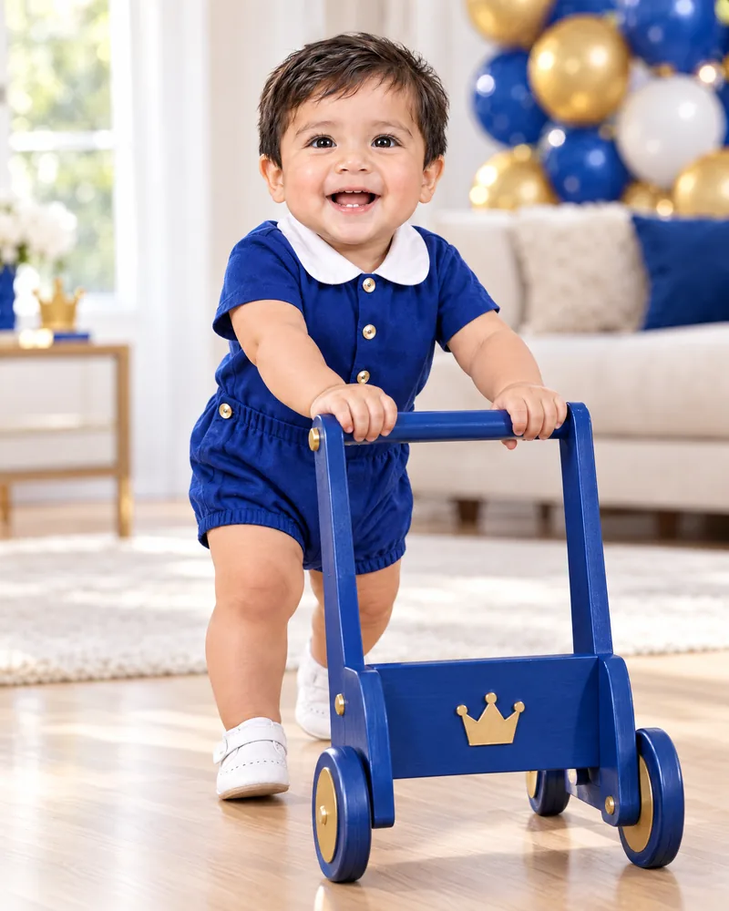 Mateo dando sus primeros pasitos con su andador