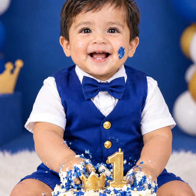 Mateo con su torta de primer añito