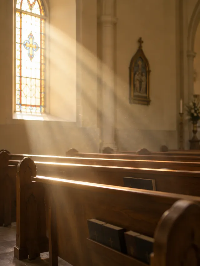 La luz entrando por la ventana de la iglesia