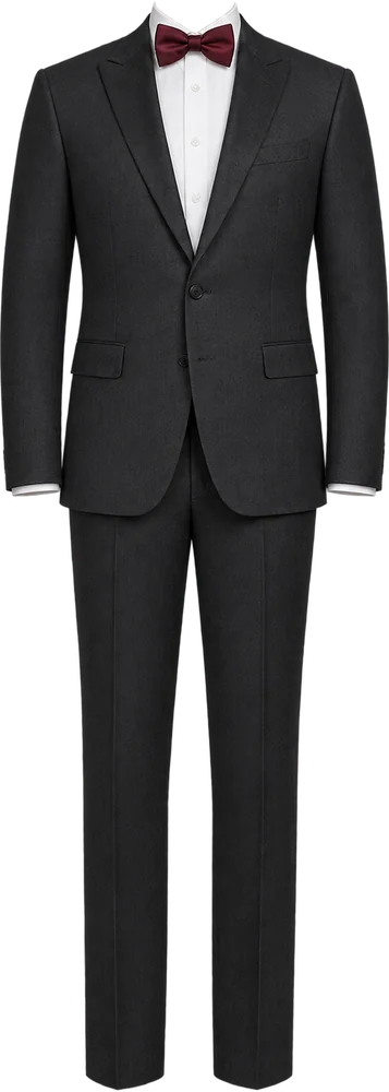 Terno oscuro con camisa blanca y corbata michi guinda