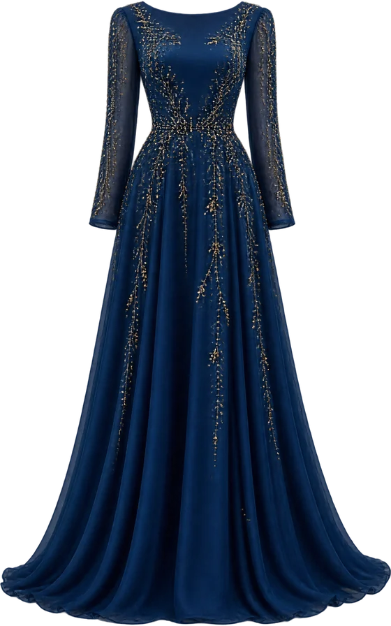 Vestido largo de gala azul zafiro