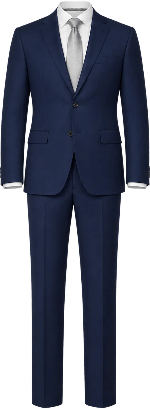Terno azul noche con corbata plateada